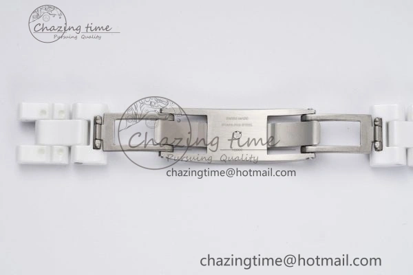 J13 33mm XF 1:1 Best Edition White Korea Ceramic Pink No Date Diamonds Dial on Bracelet Swiss Quartz