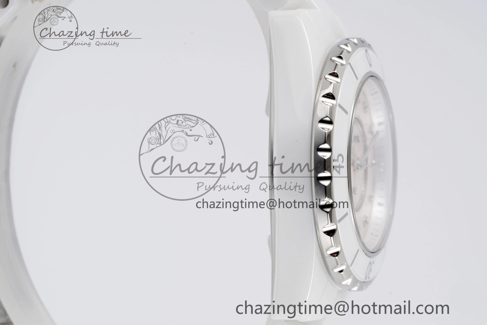 J13 33mm XF 1:1 Best Edition White Korea Ceramic Pink No Date Diamonds Dial on Bracelet Swiss Quartz