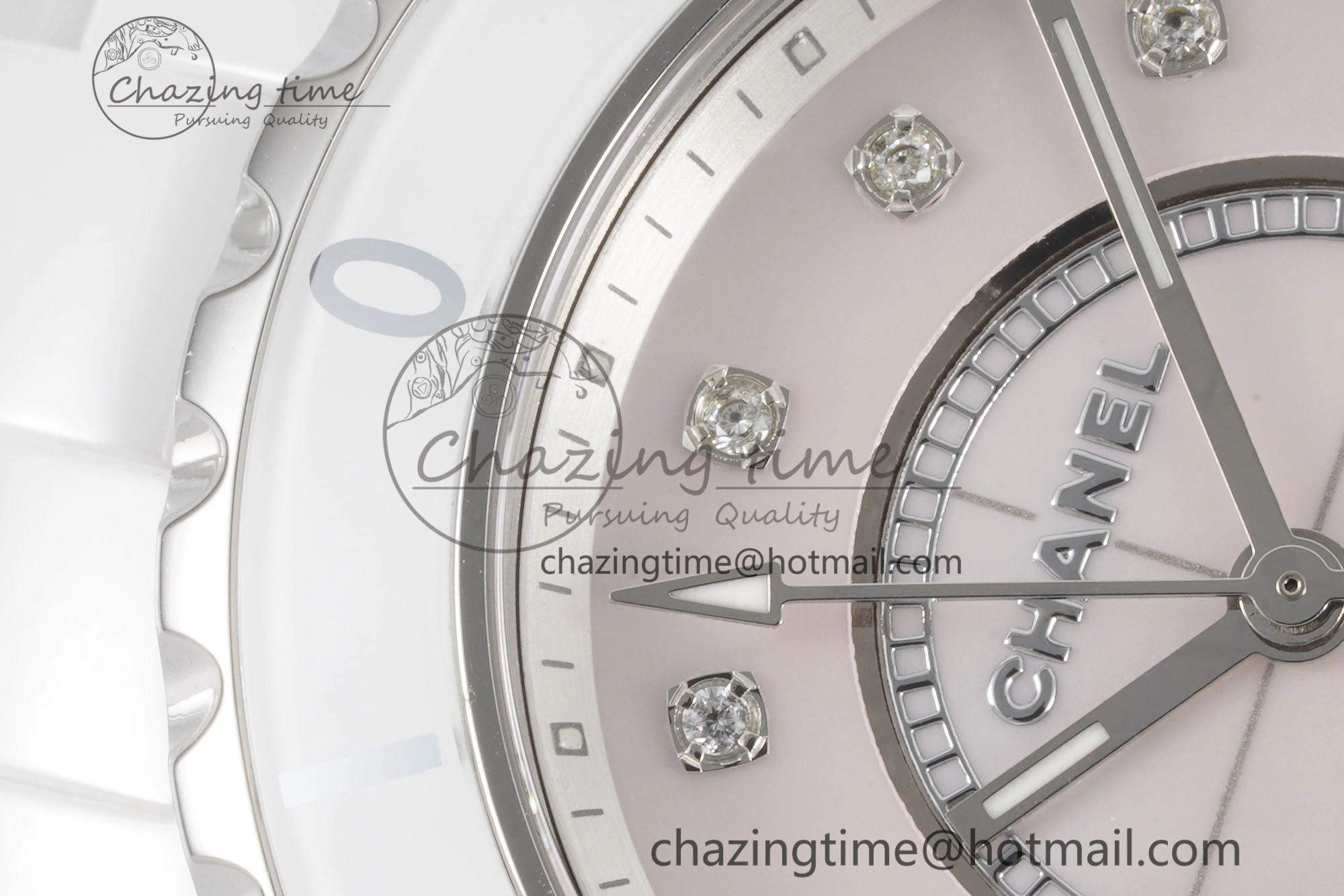 J13 33mm XF 1:1 Best Edition White Korea Ceramic Pink No Date Diamonds Dial on Bracelet Swiss Quartz