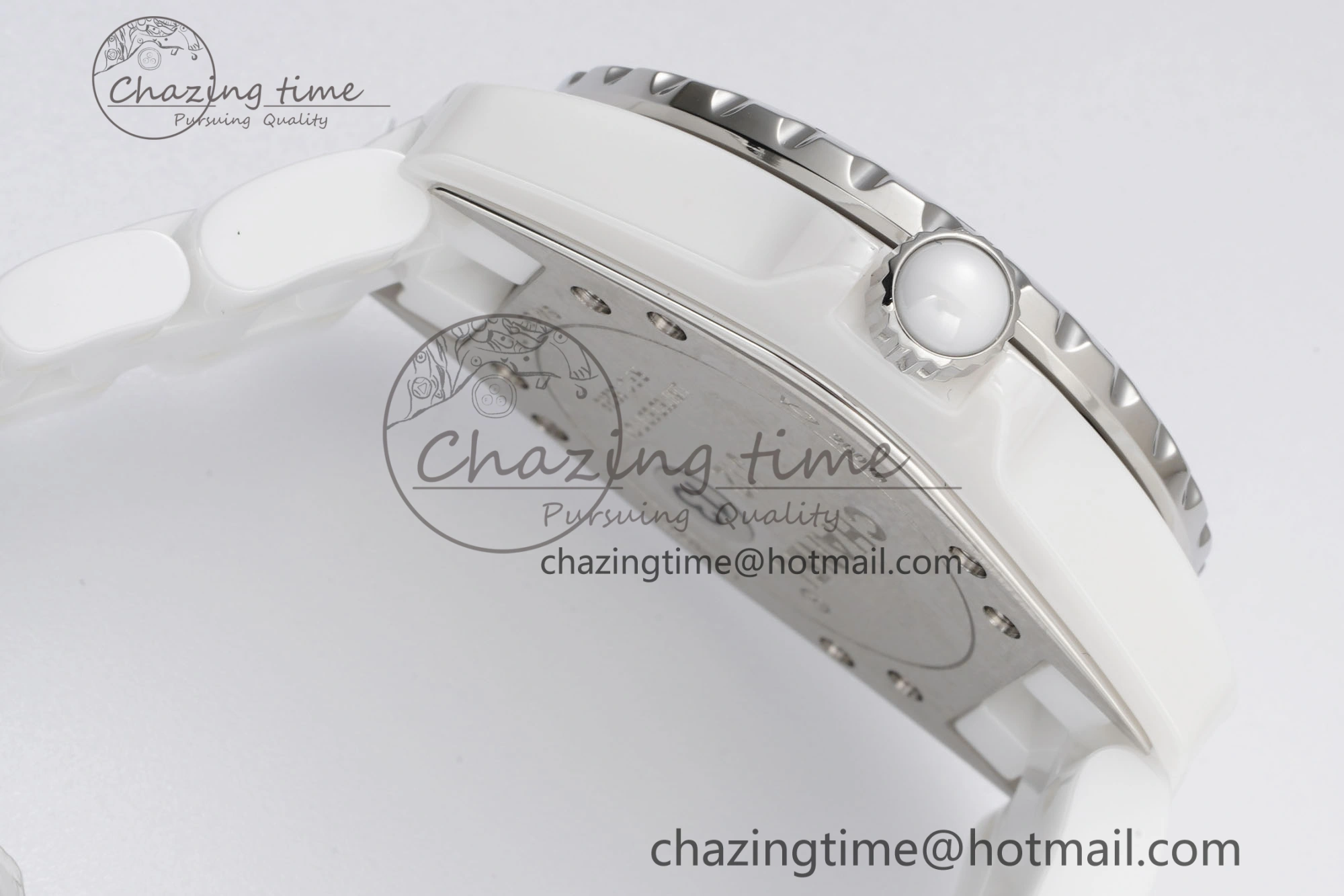 J13 33mm XF 1:1 Best Edition White Korea Ceramic Pink No Date Diamonds Dial on Bracelet Swiss Quartz