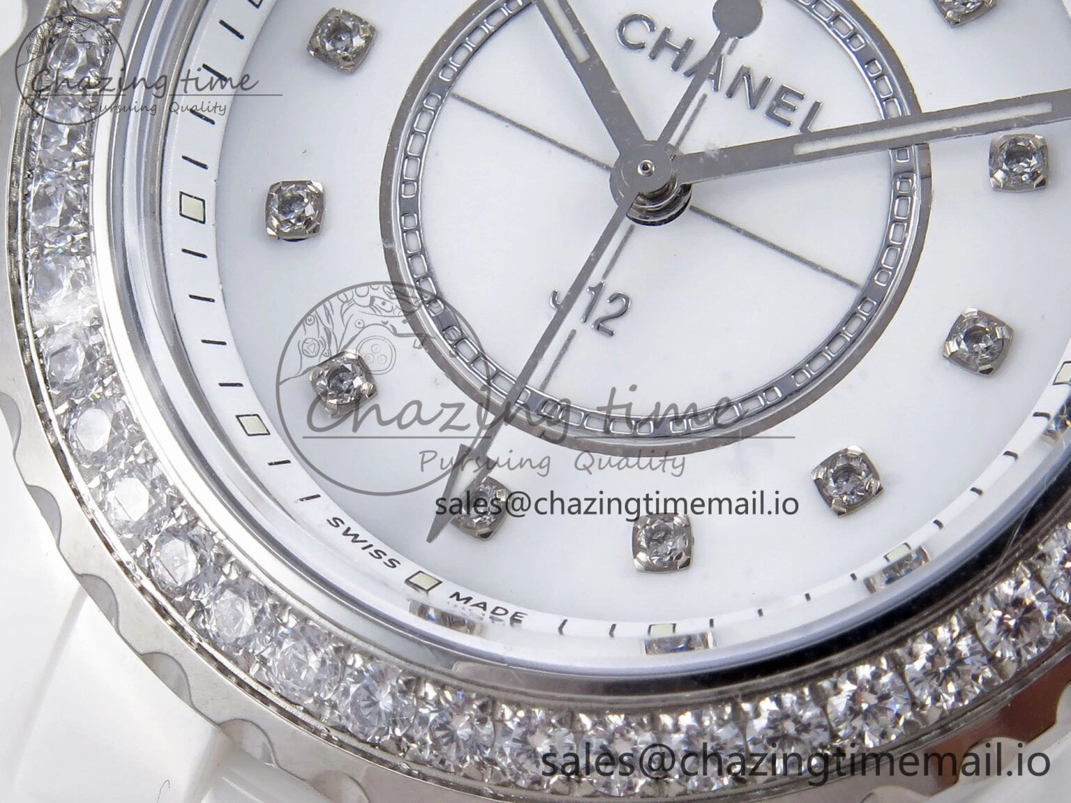 J13 33mm XF 1:1 Best Edition White Korea Ceramic White Diamonds Dial Diamonds Bezel on Bracelet Swiss Quartz