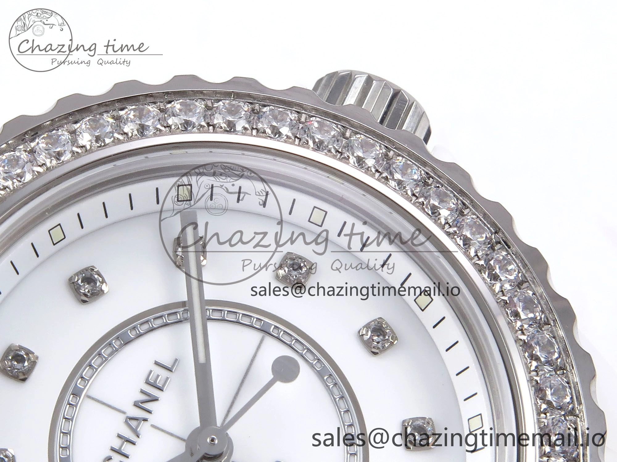 J13 33mm XF 1:1 Best Edition White Korea Ceramic White Diamonds Dial Diamonds Bezel on Bracelet Swiss Quartz