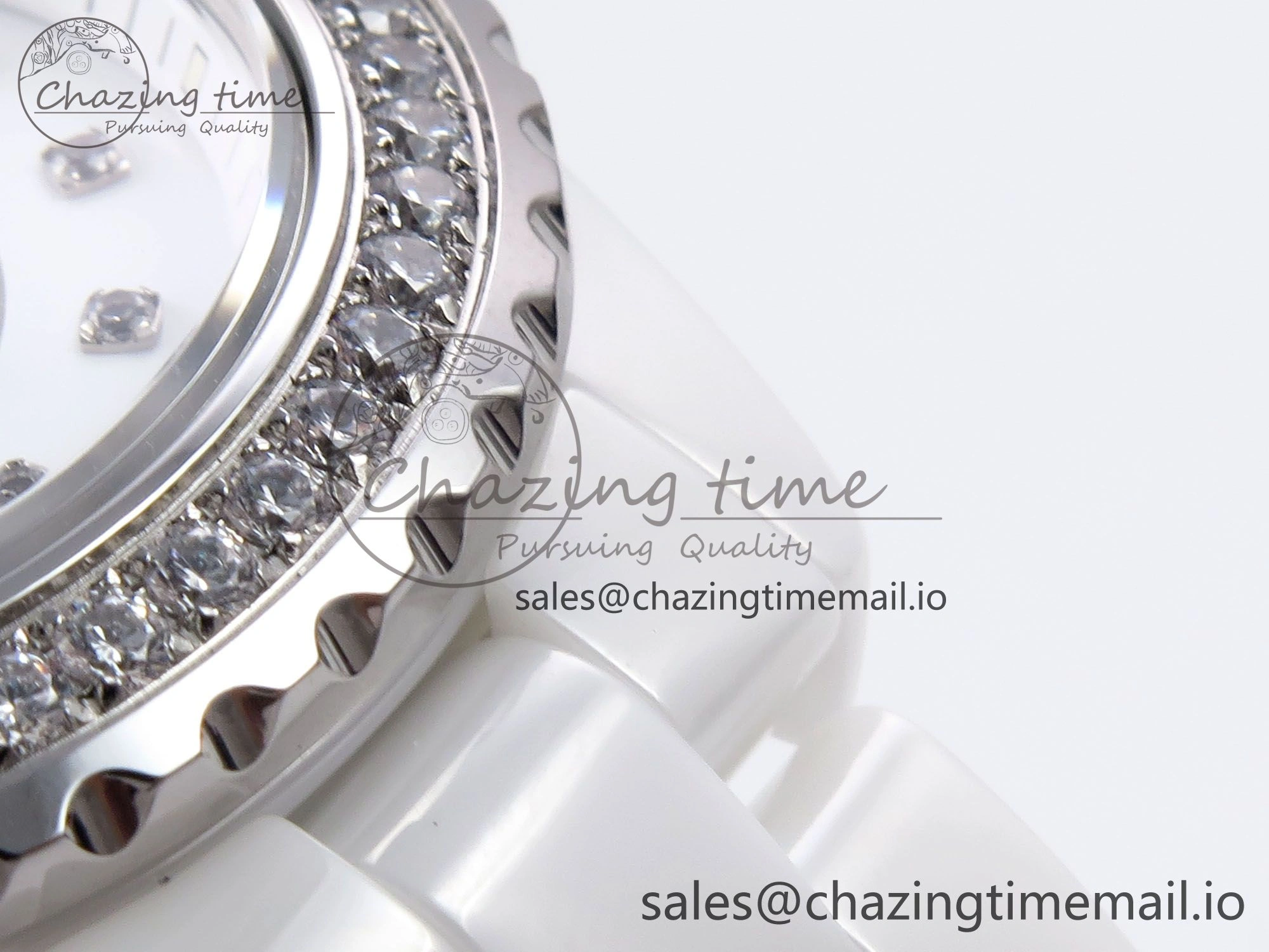 J13 33mm XF 1:1 Best Edition White Korea Ceramic White Diamonds Dial Diamonds Bezel on Bracelet Swiss Quartz