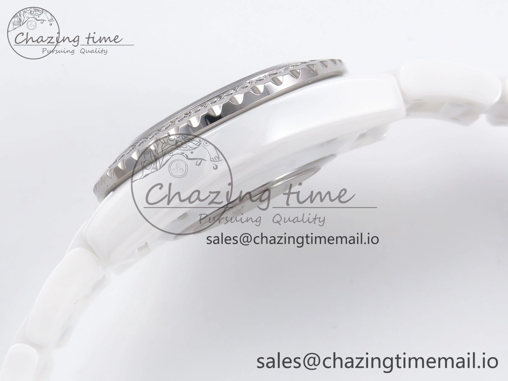 J13 33mm XF 1:1 Best Edition White Korea Ceramic White Diamonds Dial Diamonds Bezel on Bracelet Swiss Quartz