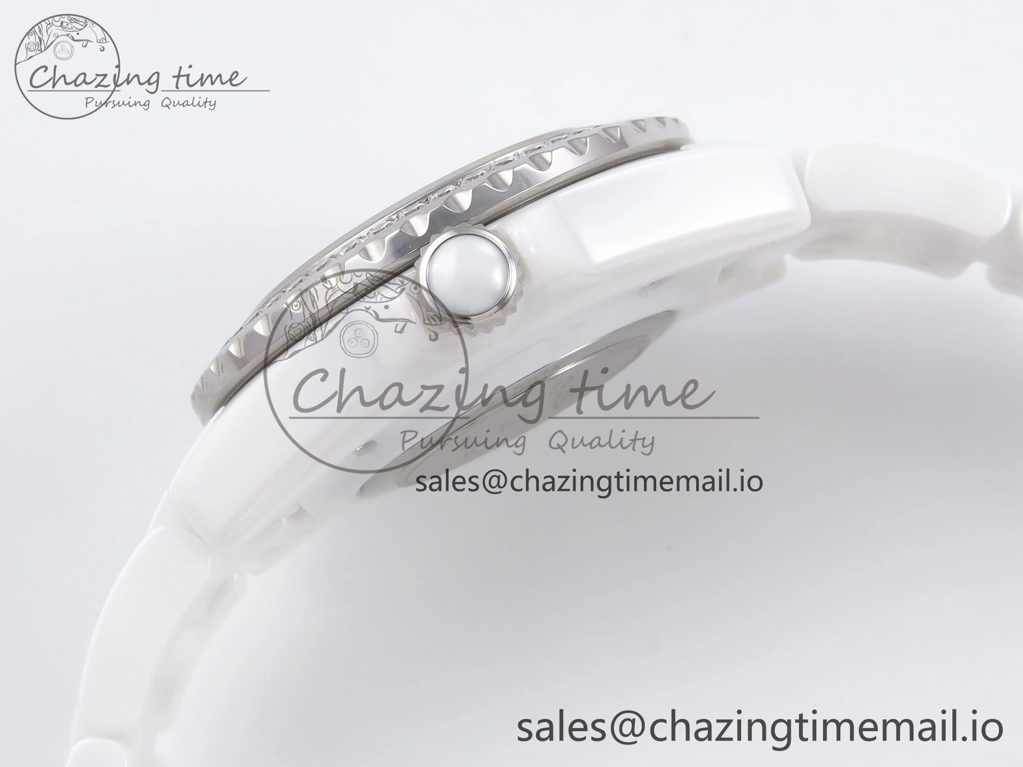 J13 33mm XF 1:1 Best Edition White Korea Ceramic White Diamonds Dial Diamonds Bezel on Bracelet Swiss Quartz