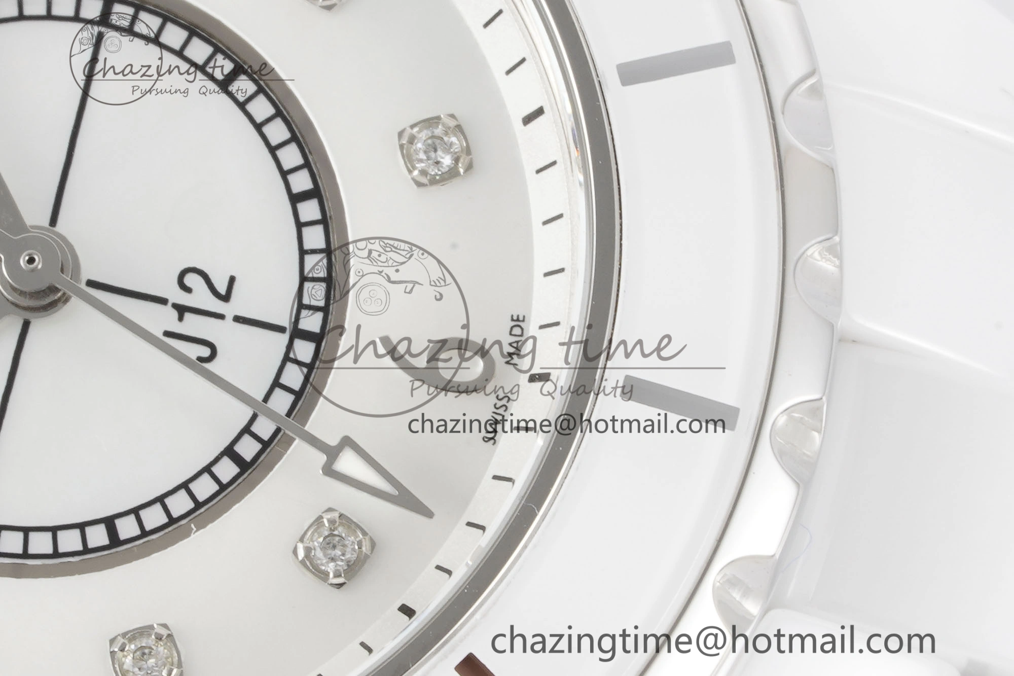 J13 33mm XF 1:1 Best Edition White Korea Ceramic White No Date Diamonds Dial on Bracelet Swiss Quartz