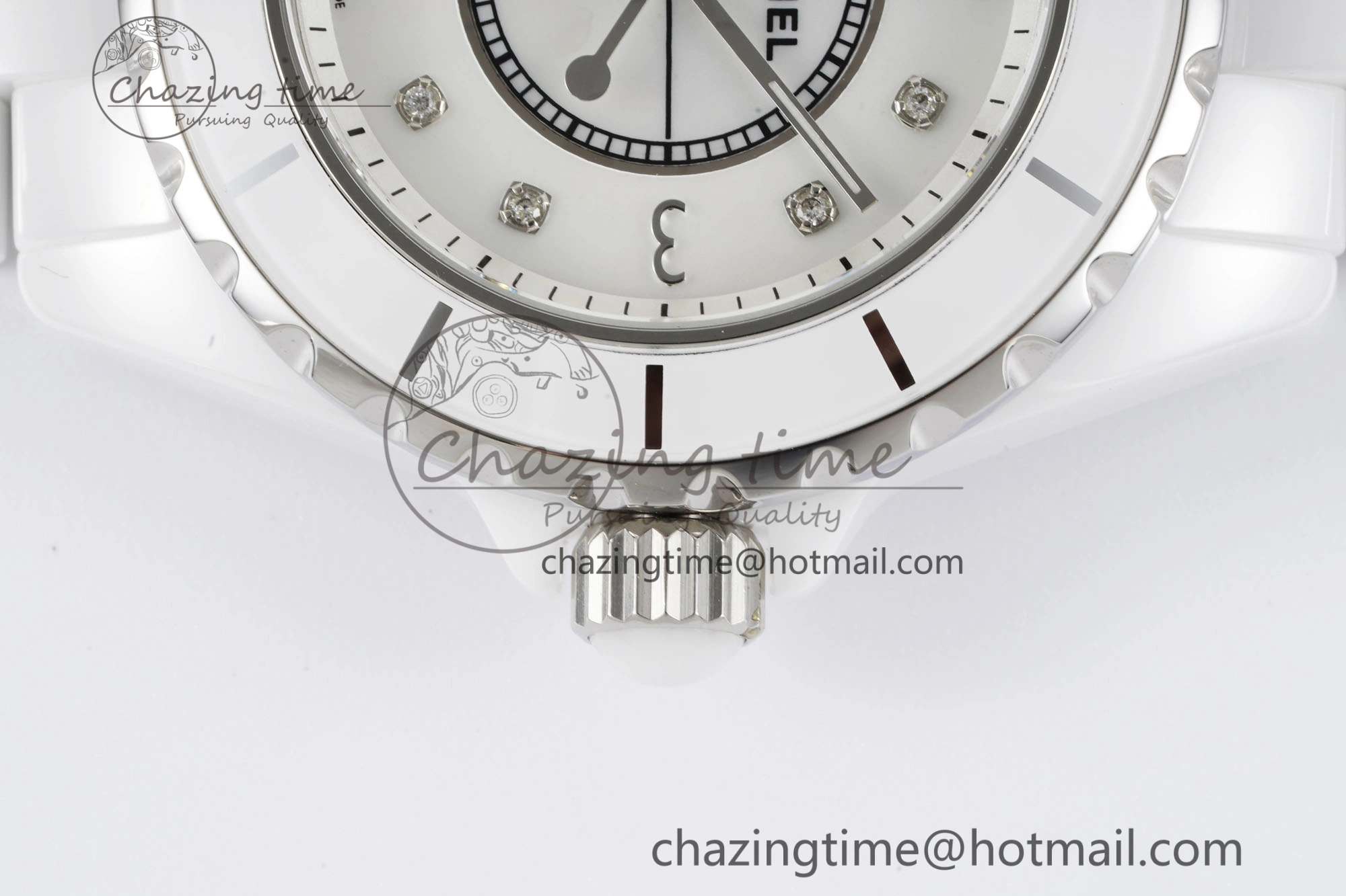 J13 33mm XF 1:1 Best Edition White Korea Ceramic White No Date Diamonds Dial on Bracelet Swiss Quartz