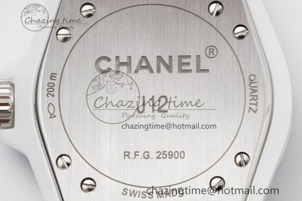 J13 33mm XF 1:1 Best Edition White Korea Ceramic White No Date Diamonds Dial on Bracelet Swiss Quartz