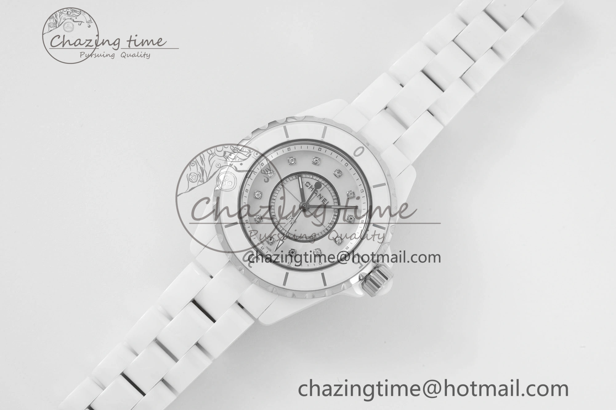 J13 33mm XF 1:1 Best Edition White Korea Ceramic White No Date Diamonds Dial on Bracelet Swiss Quartz