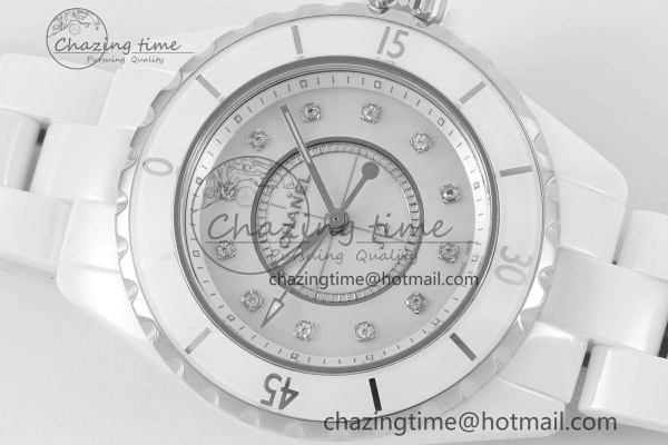 J13 33mm XF 1:1 Best Edition White Korea Ceramic White No Date Diamonds Dial on Bracelet Swiss Quartz