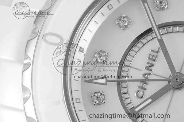 J13 33mm XF 1:1 Best Edition White Korea Ceramic White No Date Diamonds Dial on Bracelet Swiss Quartz