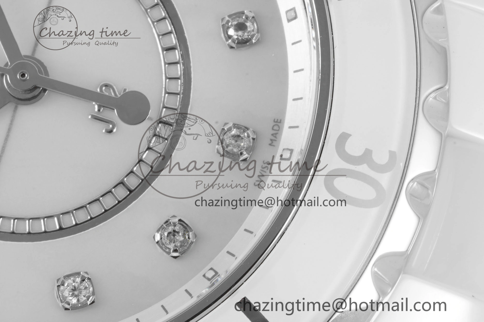 J13 33mm XF 1:1 Best Edition White Korea Ceramic White No Date Diamonds Dial on Bracelet Swiss Quartz