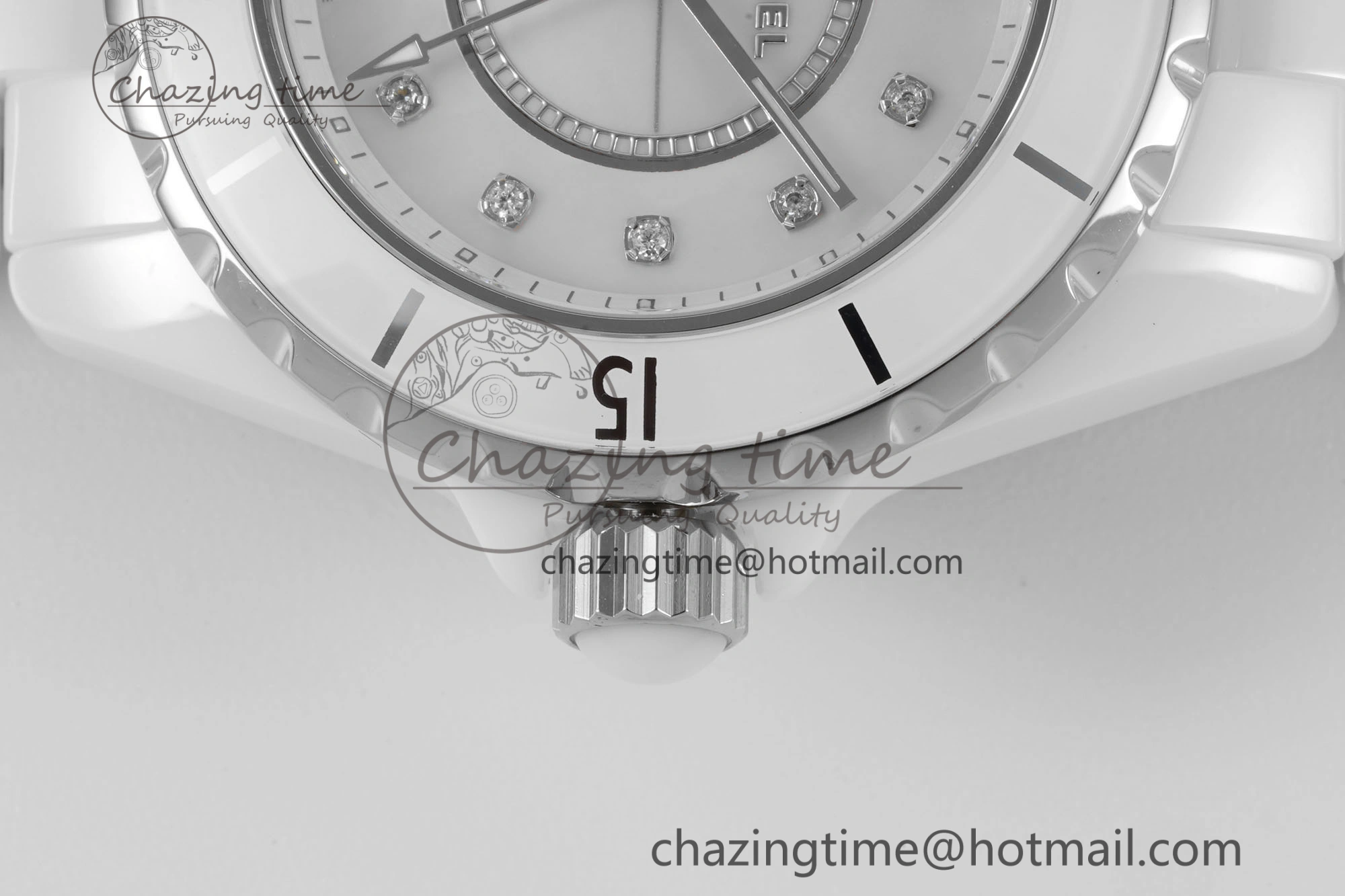 J13 33mm XF 1:1 Best Edition White Korea Ceramic White No Date Diamonds Dial on Bracelet Swiss Quartz