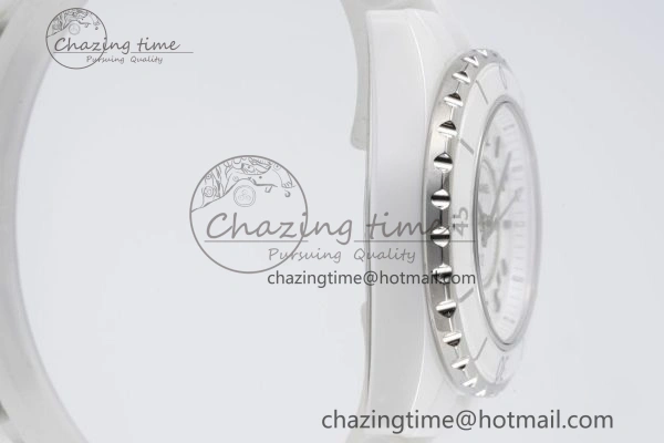 J13 33mm XF 1:1 Best Edition White Korea Ceramic White Numeral Dial on Bracelet Swiss Quartz