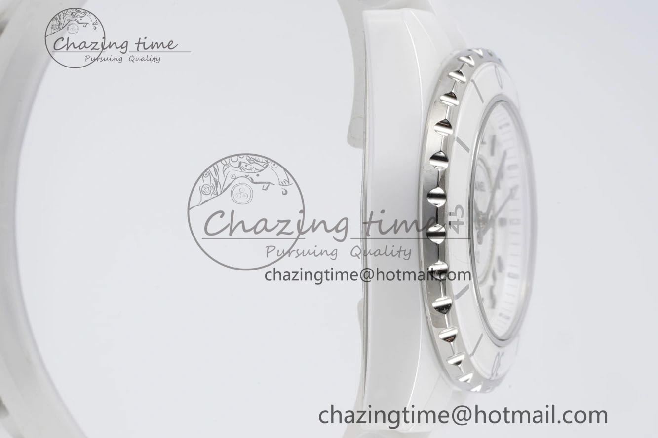 J13 33mm XF 1:1 Best Edition White Korea Ceramic White Numeral Dial on Bracelet Swiss Quartz