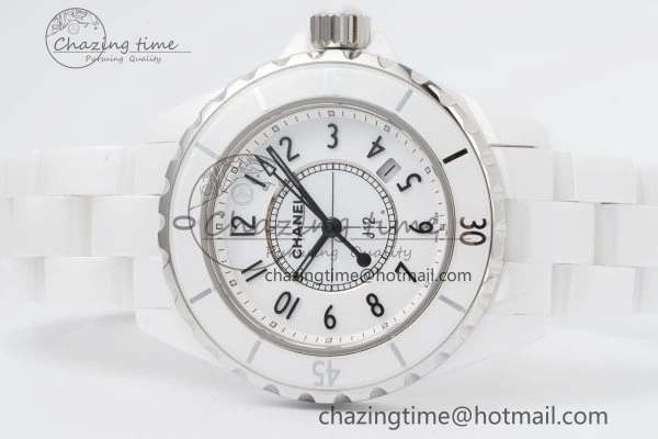 J13 33mm XF 1:1 Best Edition White Korea Ceramic White Numeral Dial on Bracelet Swiss Quartz