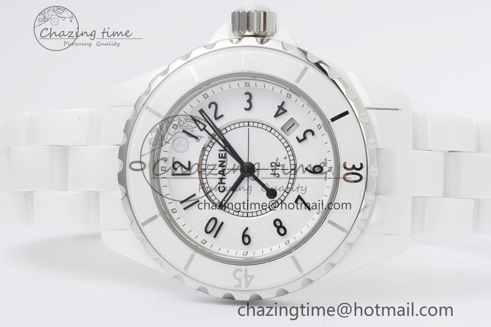 J13 33mm XF 1:1 Best Edition White Korea Ceramic White Numeral Dial on Bracelet Swiss Quartz