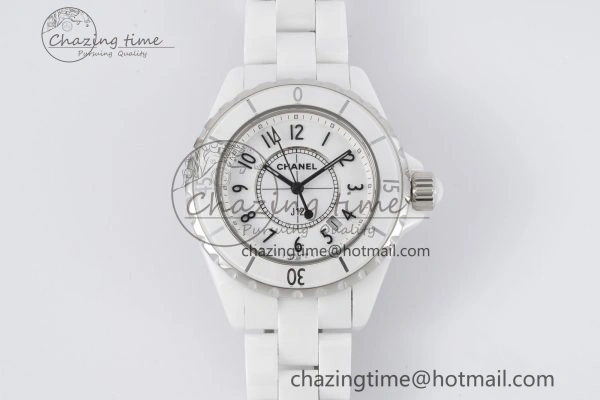 J13 33mm XF 1:1 Best Edition White Korea Ceramic White Numeral Dial on Bracelet Swiss Quartz