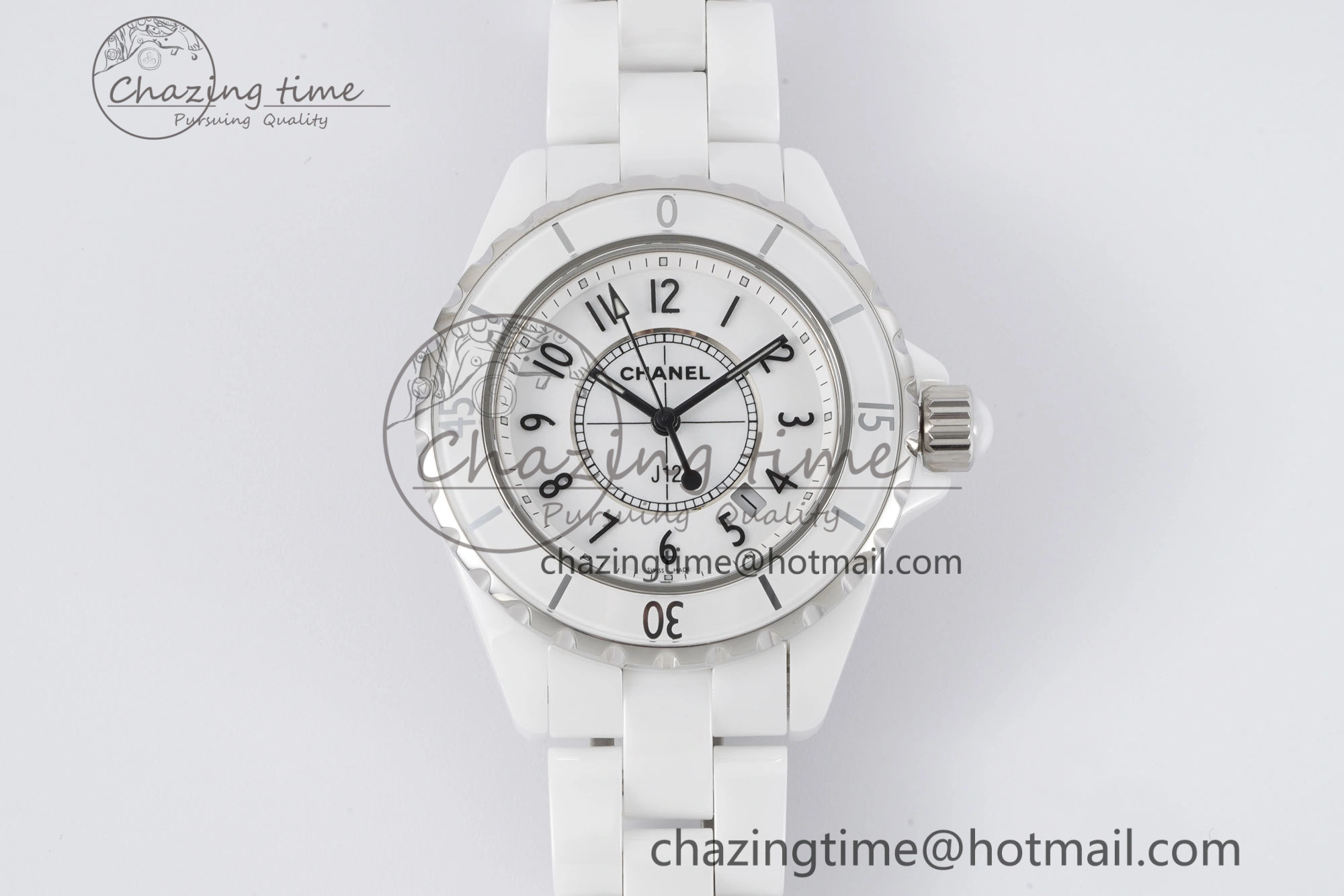 J13 33mm XF 1:1 Best Edition White Korea Ceramic White Numeral Dial on Bracelet Swiss Quartz
