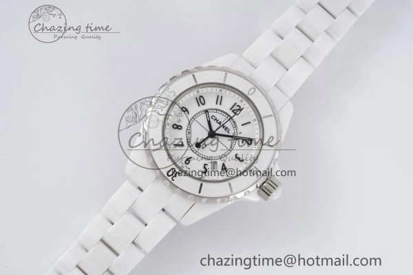 J13 33mm XF 1:1 Best Edition White Korea Ceramic White Numeral Dial on Bracelet Swiss Quartz