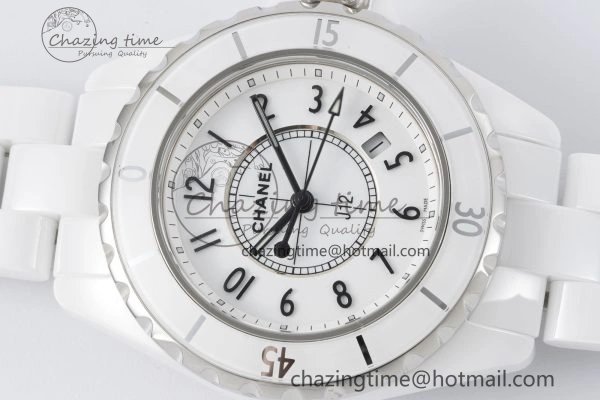 J13 33mm XF 1:1 Best Edition White Korea Ceramic White Numeral Dial on Bracelet Swiss Quartz
