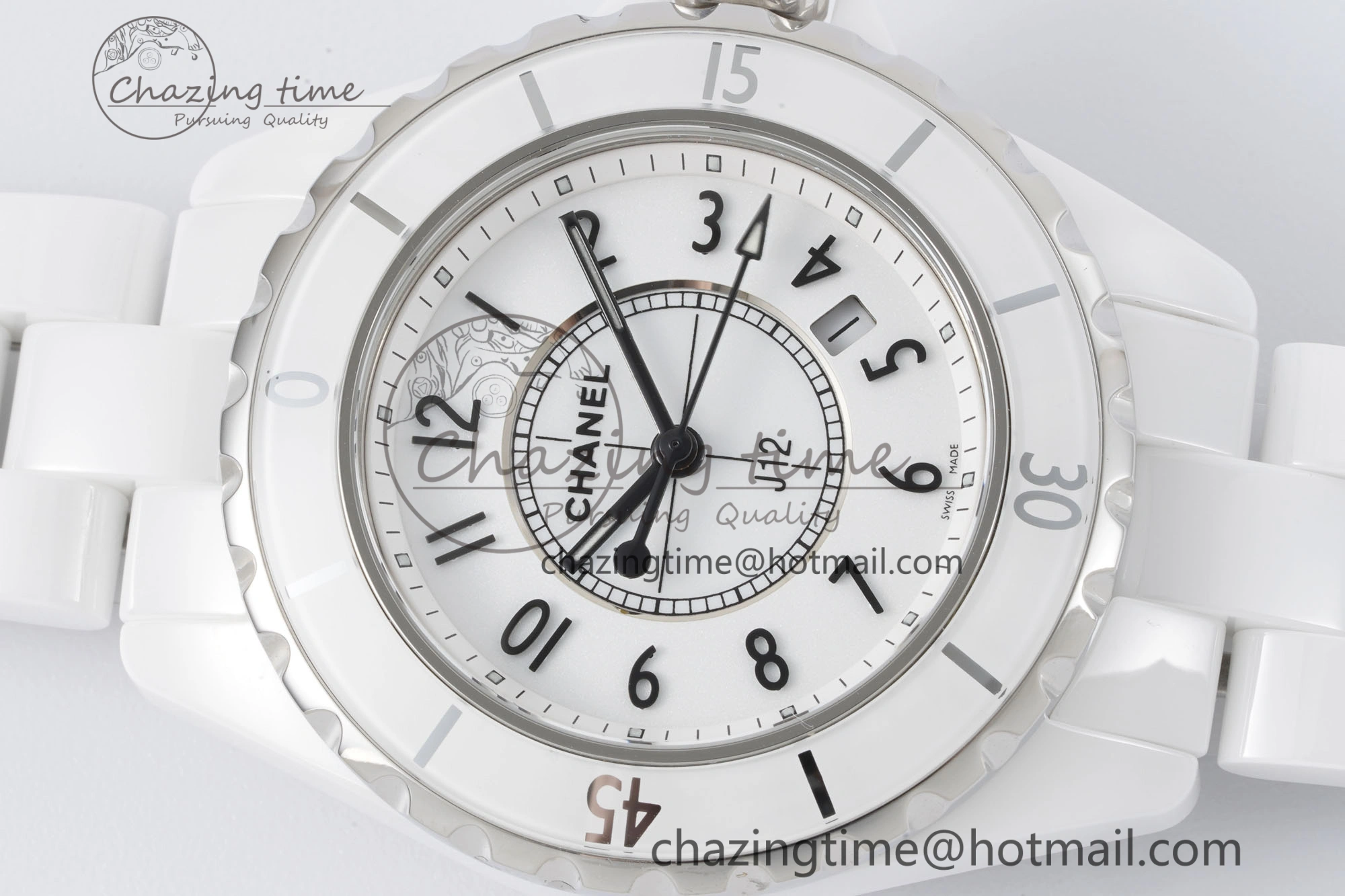 J13 33mm XF 1:1 Best Edition White Korea Ceramic White Numeral Dial on Bracelet Swiss Quartz