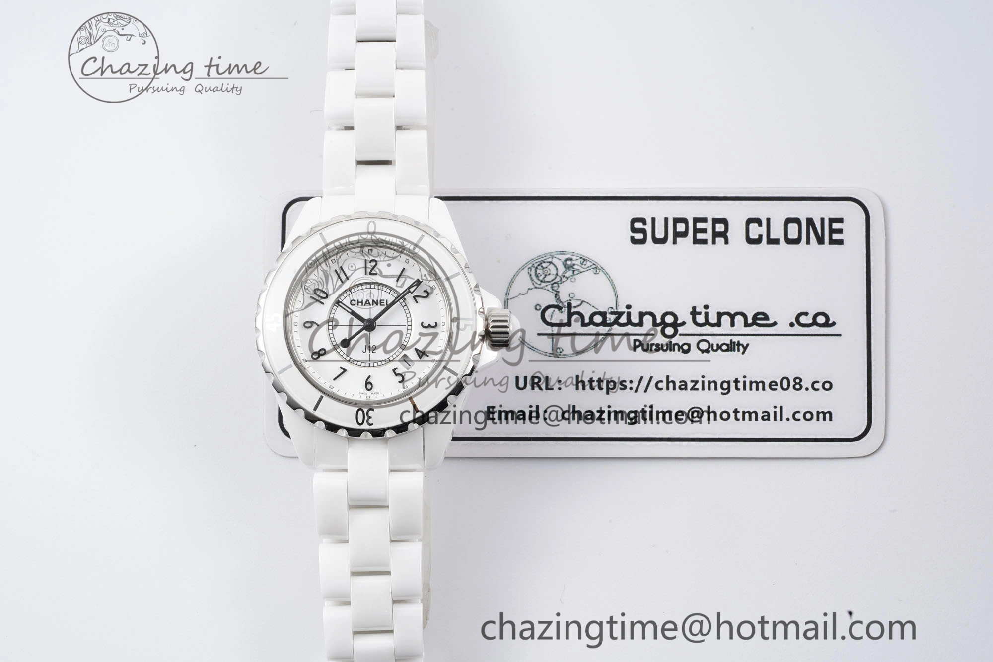 J13 33mm XF 1:1 Best Edition White Korea Ceramic White Numeral Dial on Bracelet Swiss Quartz