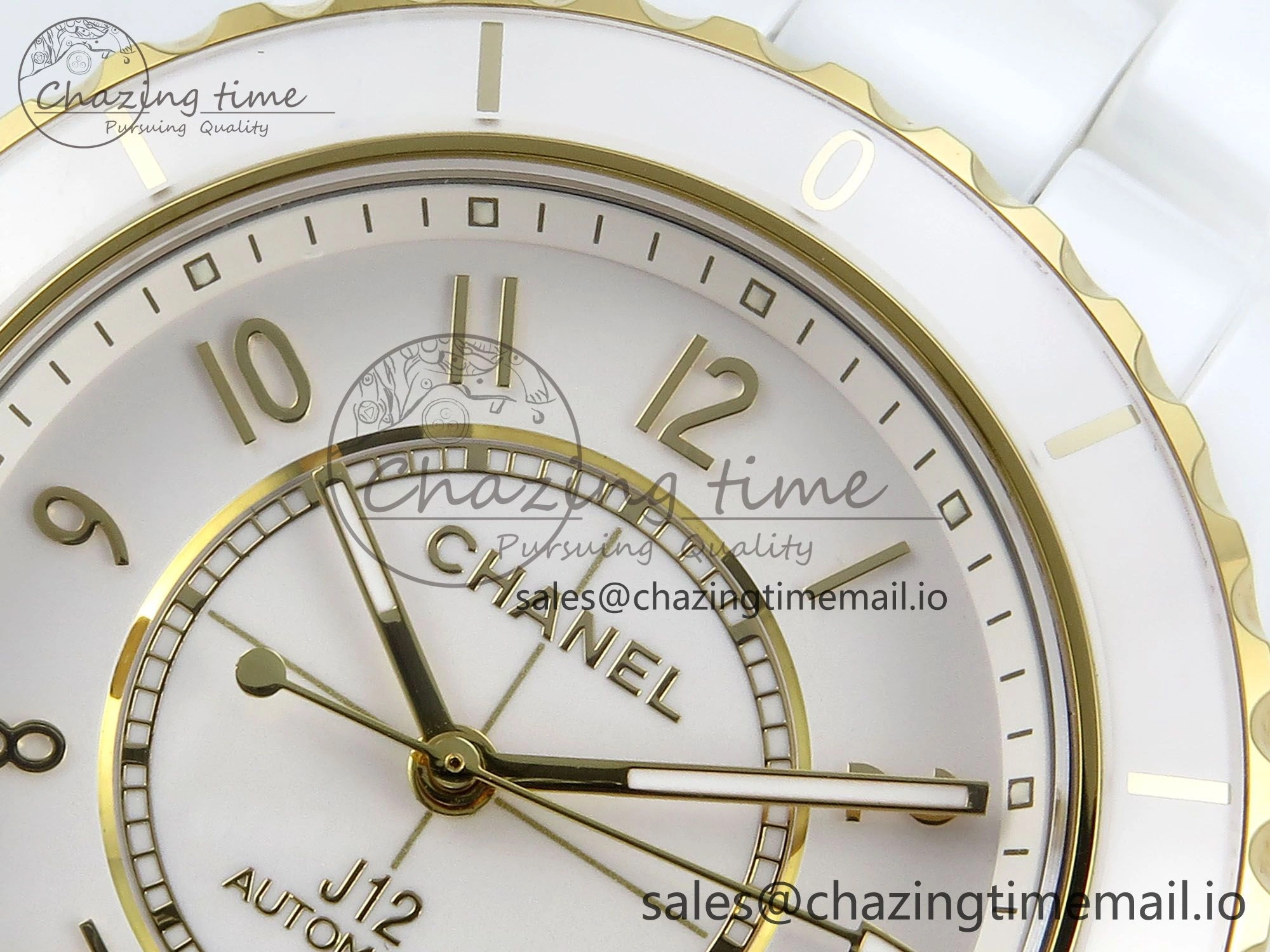 J13 33mm YG White Ceramic HTF 1:1 Best Edition White YG Dial on Bracelet A12.1