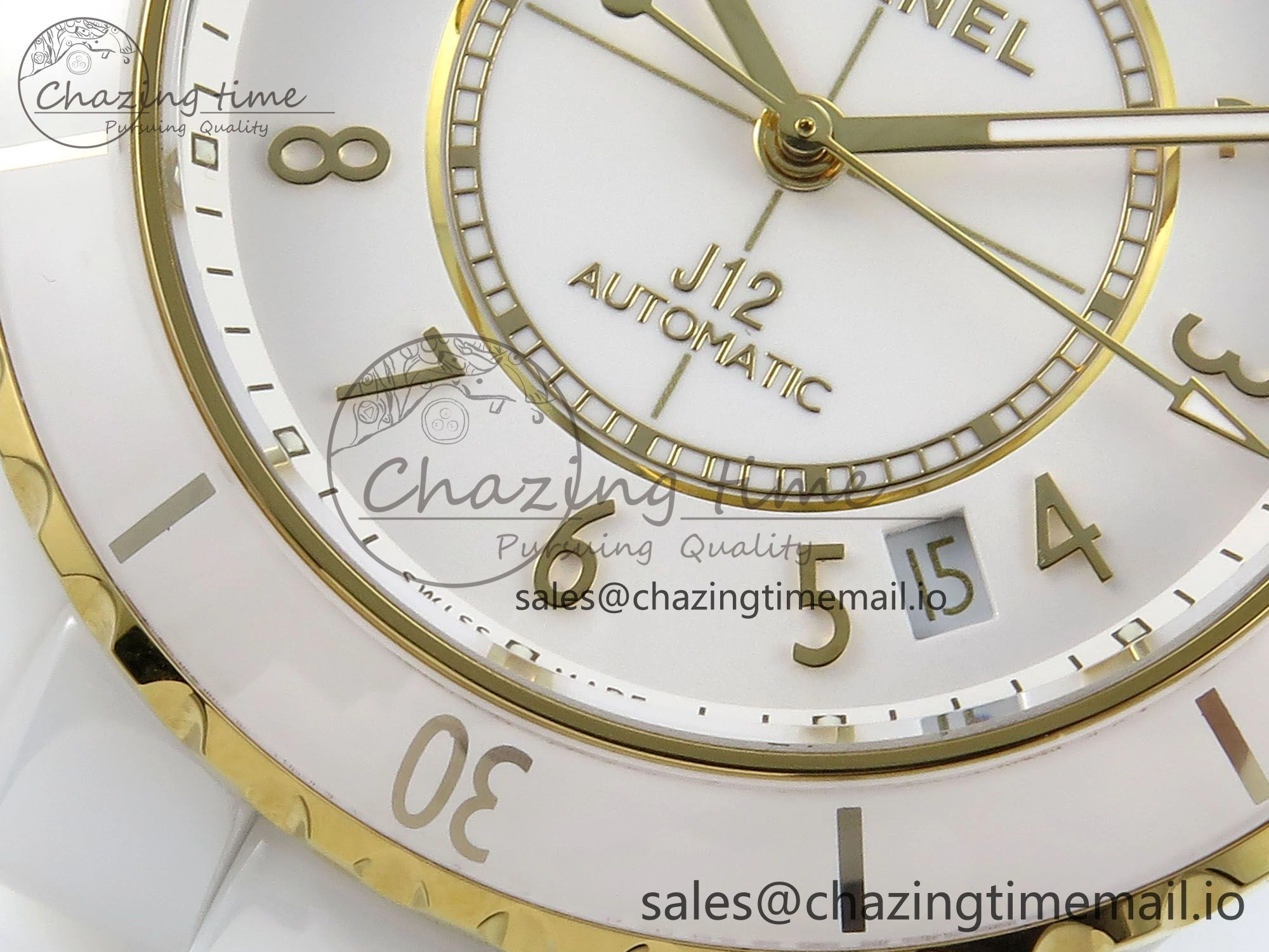 J13 33mm YG White Ceramic HTF 1:1 Best Edition White YG Dial on Bracelet A12.1