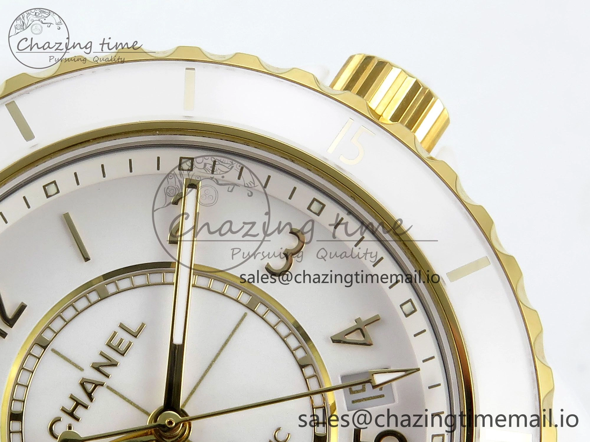 J13 33mm YG White Ceramic HTF 1:1 Best Edition White YG Dial on Bracelet A12.1