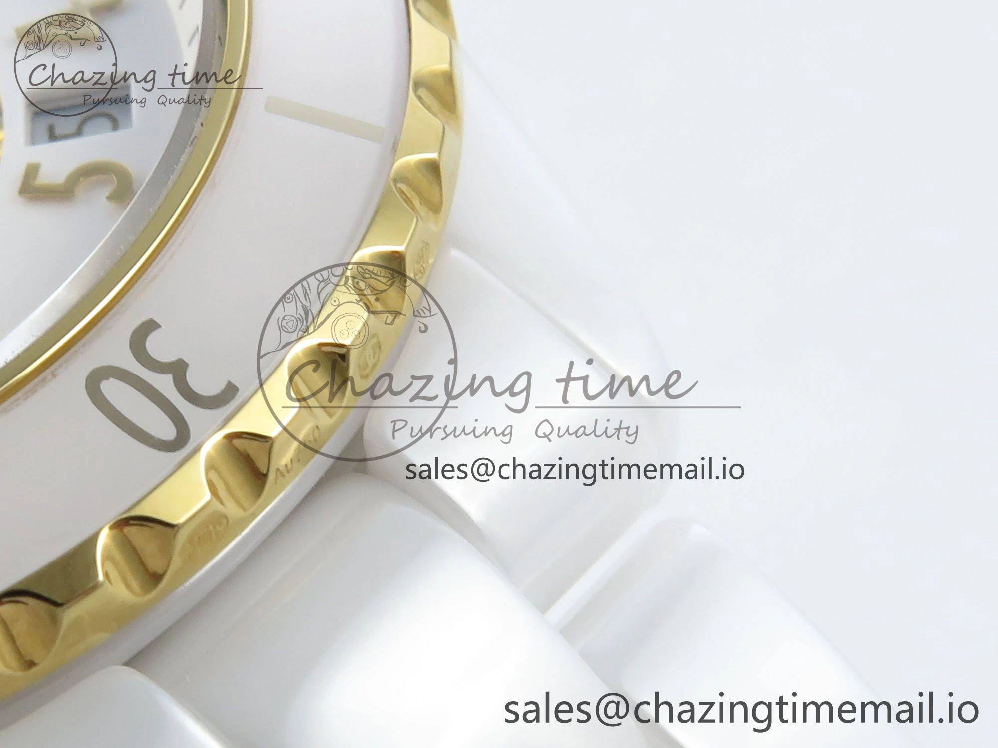 J13 33mm YG White Ceramic HTF 1:1 Best Edition White YG Dial on Bracelet A12.1