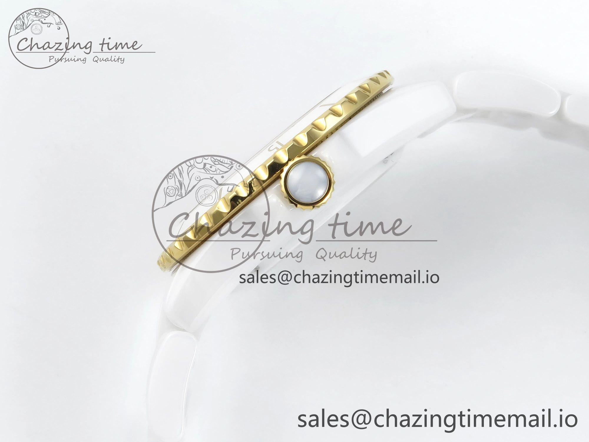 J13 33mm YG White Ceramic HTF 1:1 Best Edition White YG Dial on Bracelet A12.1