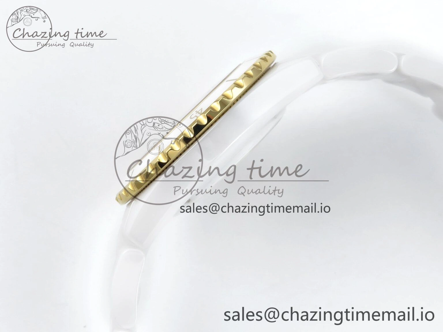 J13 33mm YG White Ceramic HTF 1:1 Best Edition White YG Dial on Bracelet A12.1