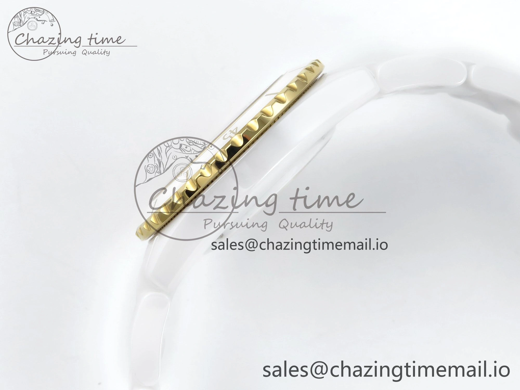 J13 33mm YG White Ceramic HTF 1:1 Best Edition White YG Dial on Bracelet A12.1