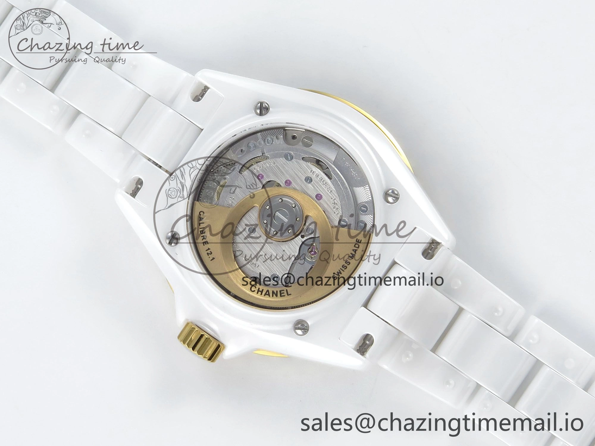 J13 33mm YG White Ceramic HTF 1:1 Best Edition White YG Dial on Bracelet A12.1
