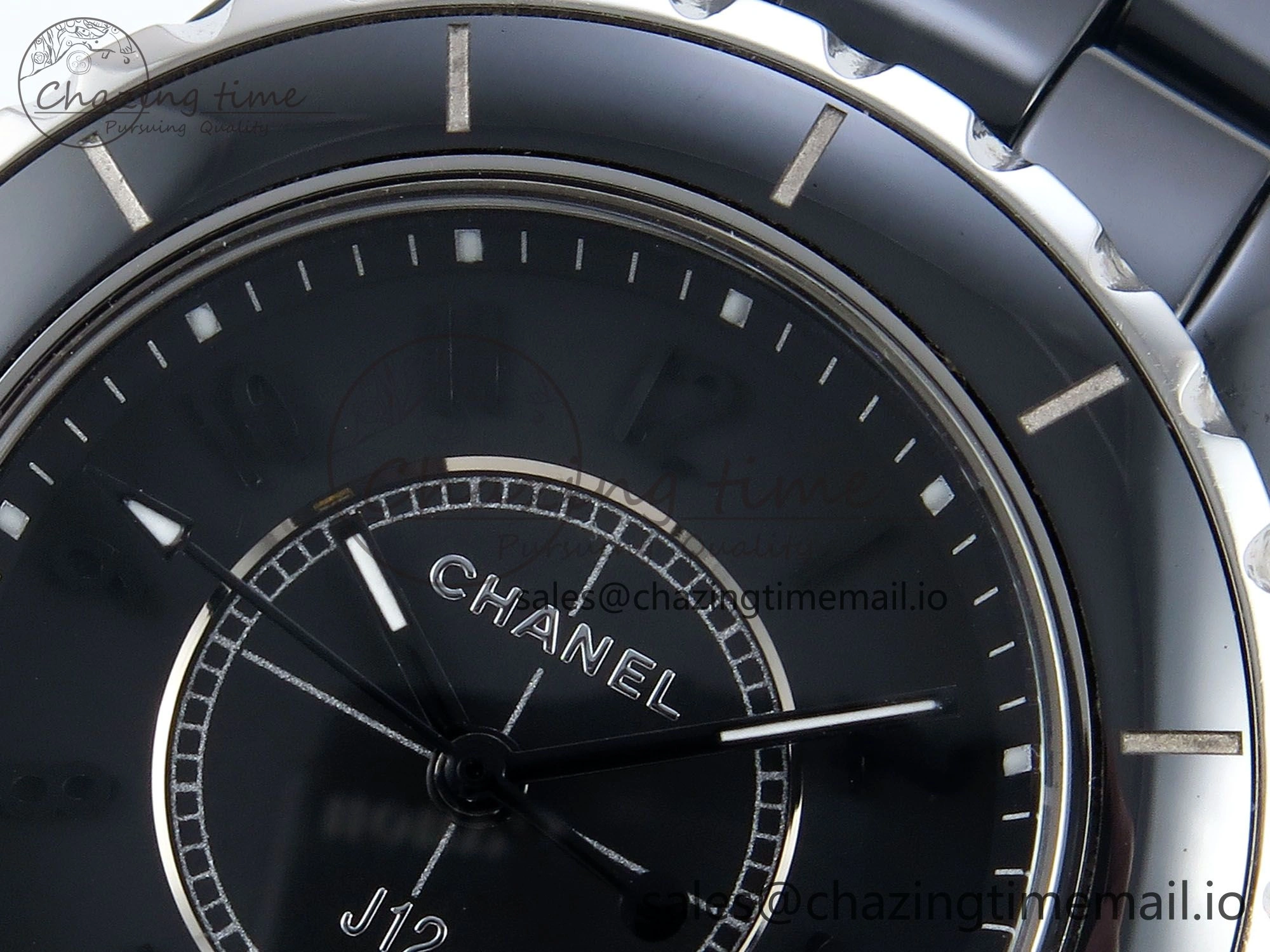 J13 38mm Black Ceramic HTF 1:1 Best Edition Black Dial on Bracelet Swiss Quartz