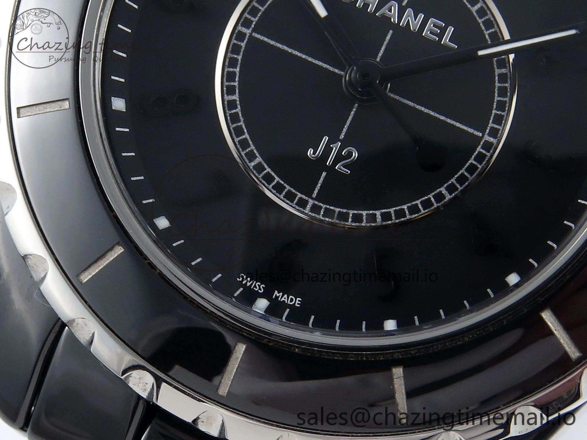 J13 38mm Black Ceramic HTF 1:1 Best Edition Black Dial on Bracelet Swiss Quartz