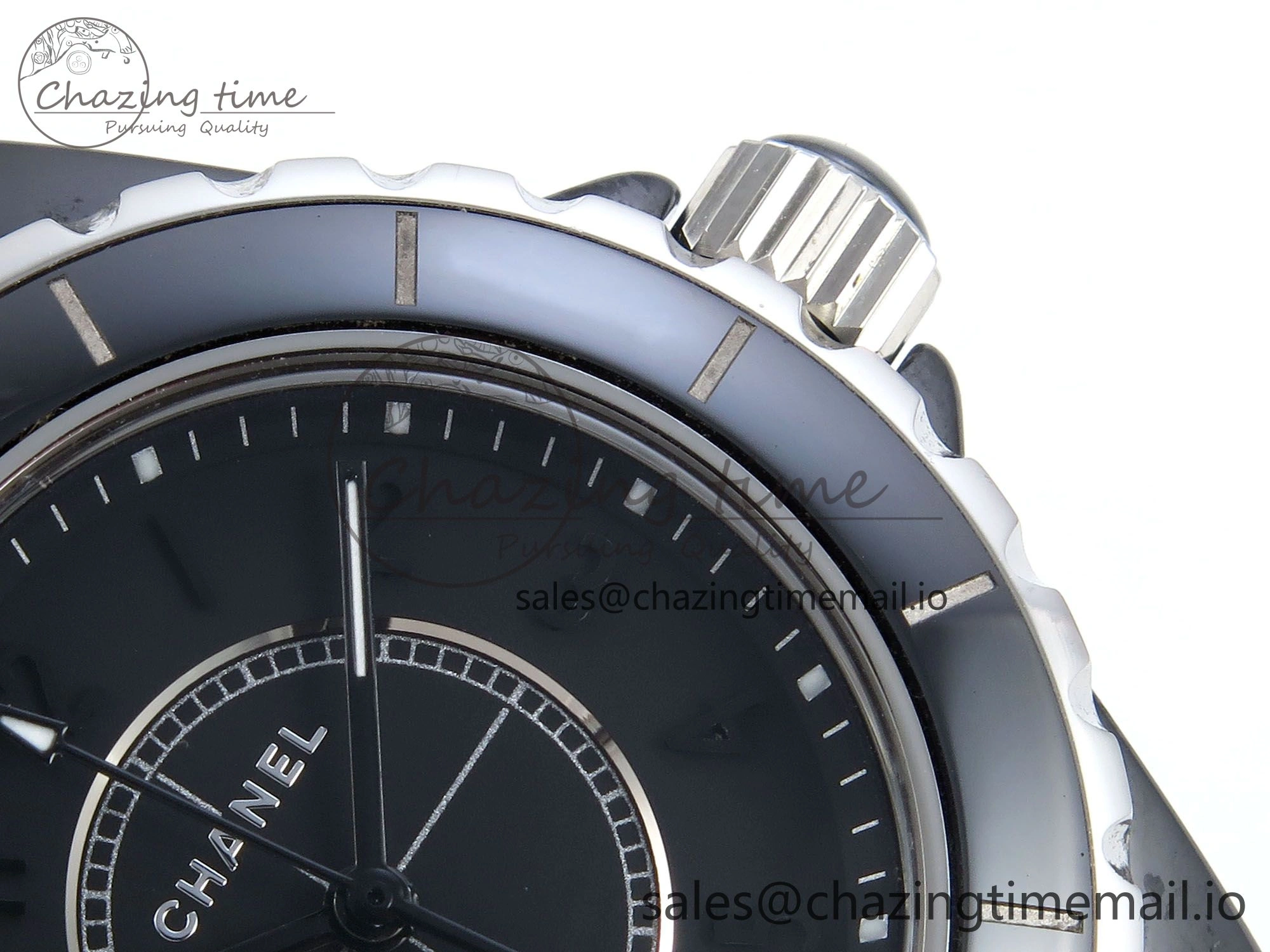 J13 38mm Black Ceramic HTF 1:1 Best Edition Black Dial on Bracelet Swiss Quartz