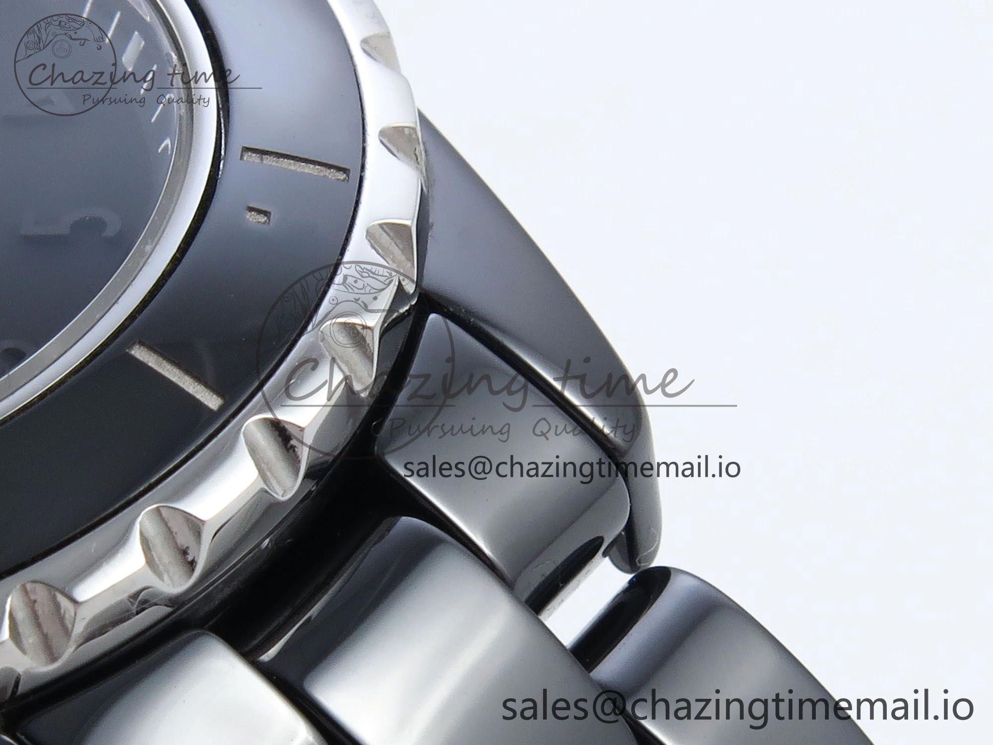 J13 38mm Black Ceramic HTF 1:1 Best Edition Black Dial on Bracelet Swiss Quartz
