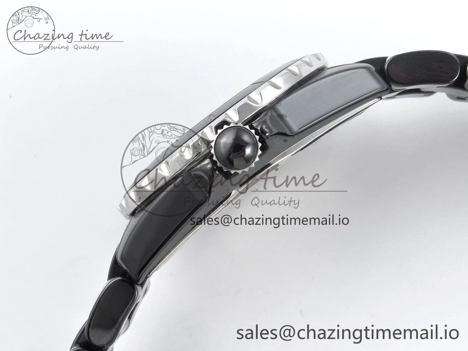 J13 38mm Black Ceramic HTF 1:1 Best Edition Black Dial on Bracelet Swiss Quartz