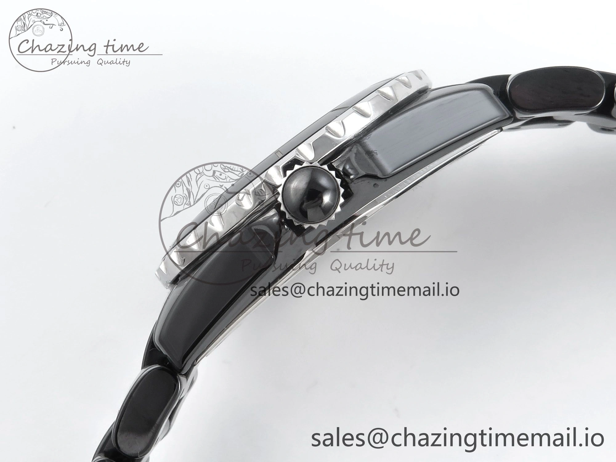 J13 38mm Black Ceramic HTF 1:1 Best Edition Black Dial on Bracelet Swiss Quartz