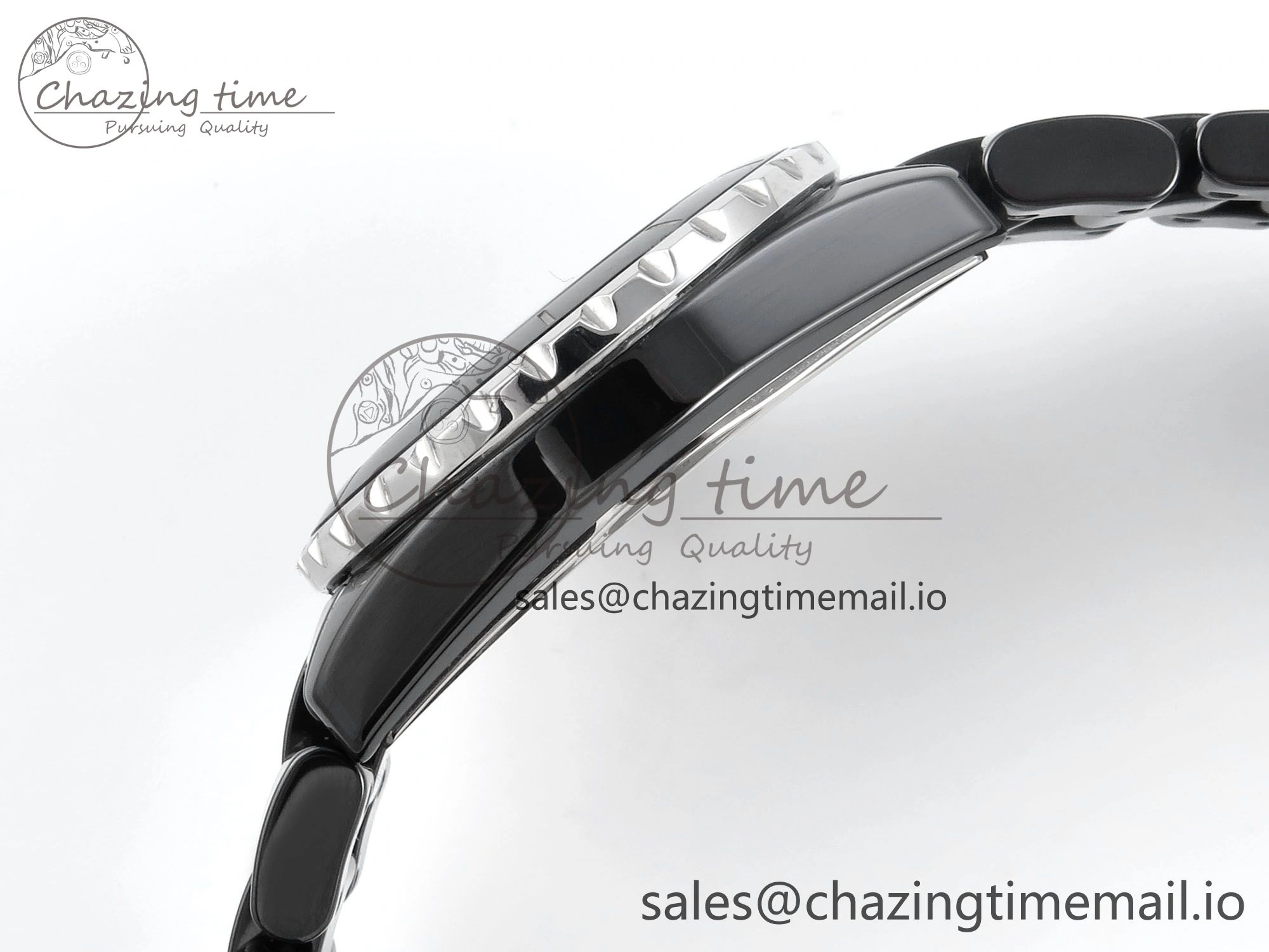 J13 38mm Black Ceramic HTF 1:1 Best Edition Black Dial on Bracelet Swiss Quartz