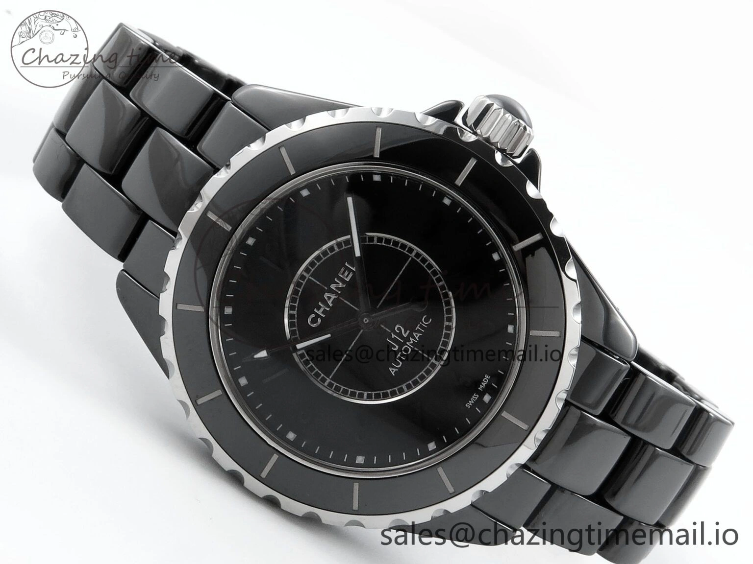 J13 38mm Black Ceramic HTF 1:1 Best Edition Black Numbers Dial on Bracelet A2892