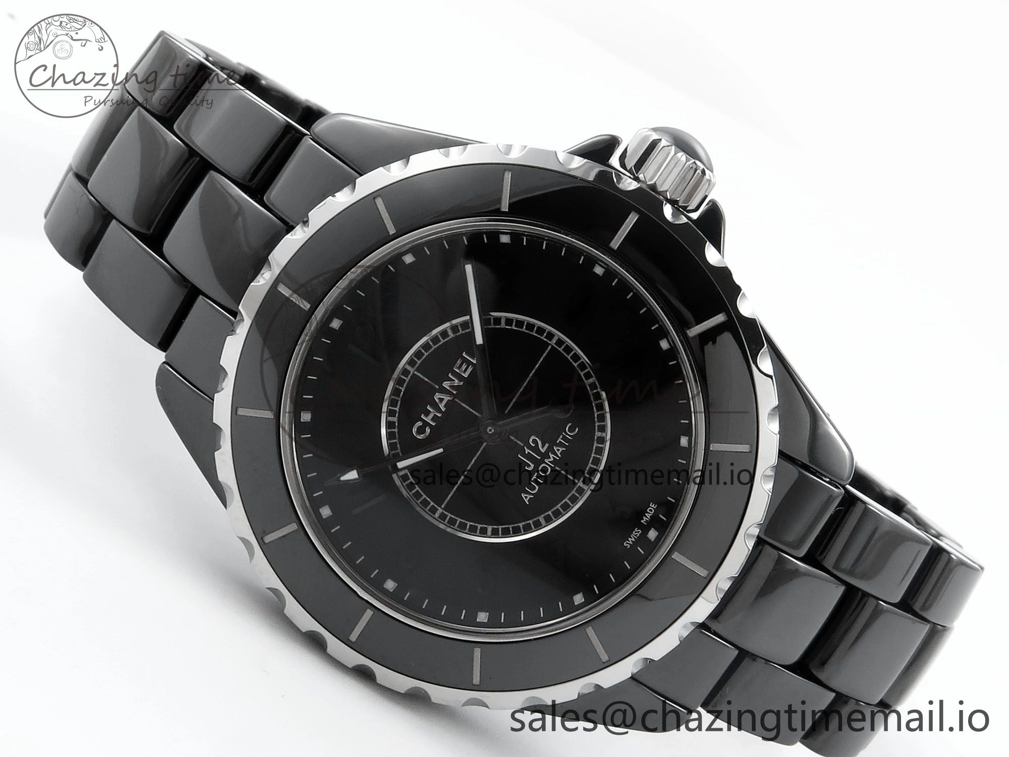J13 38mm Black Ceramic HTF 1:1 Best Edition Black Numbers Dial on Bracelet A2892