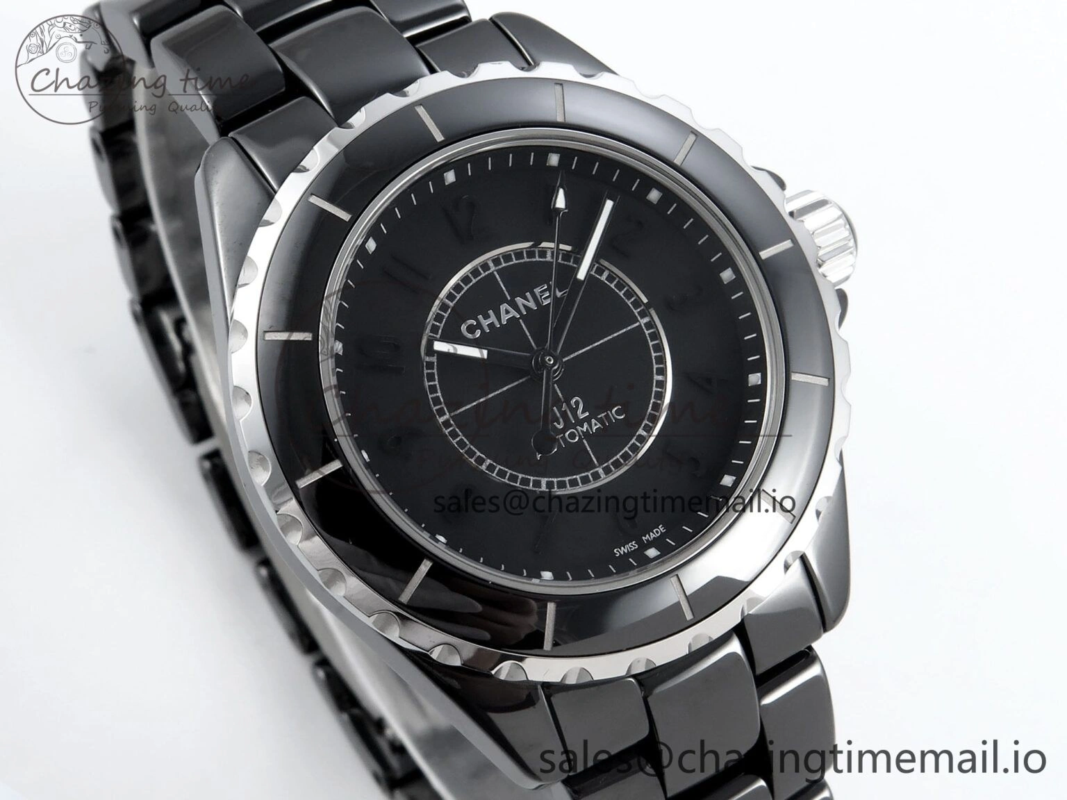 J13 38mm Black Ceramic HTF 1:1 Best Edition Black Numbers Dial on Bracelet A2892