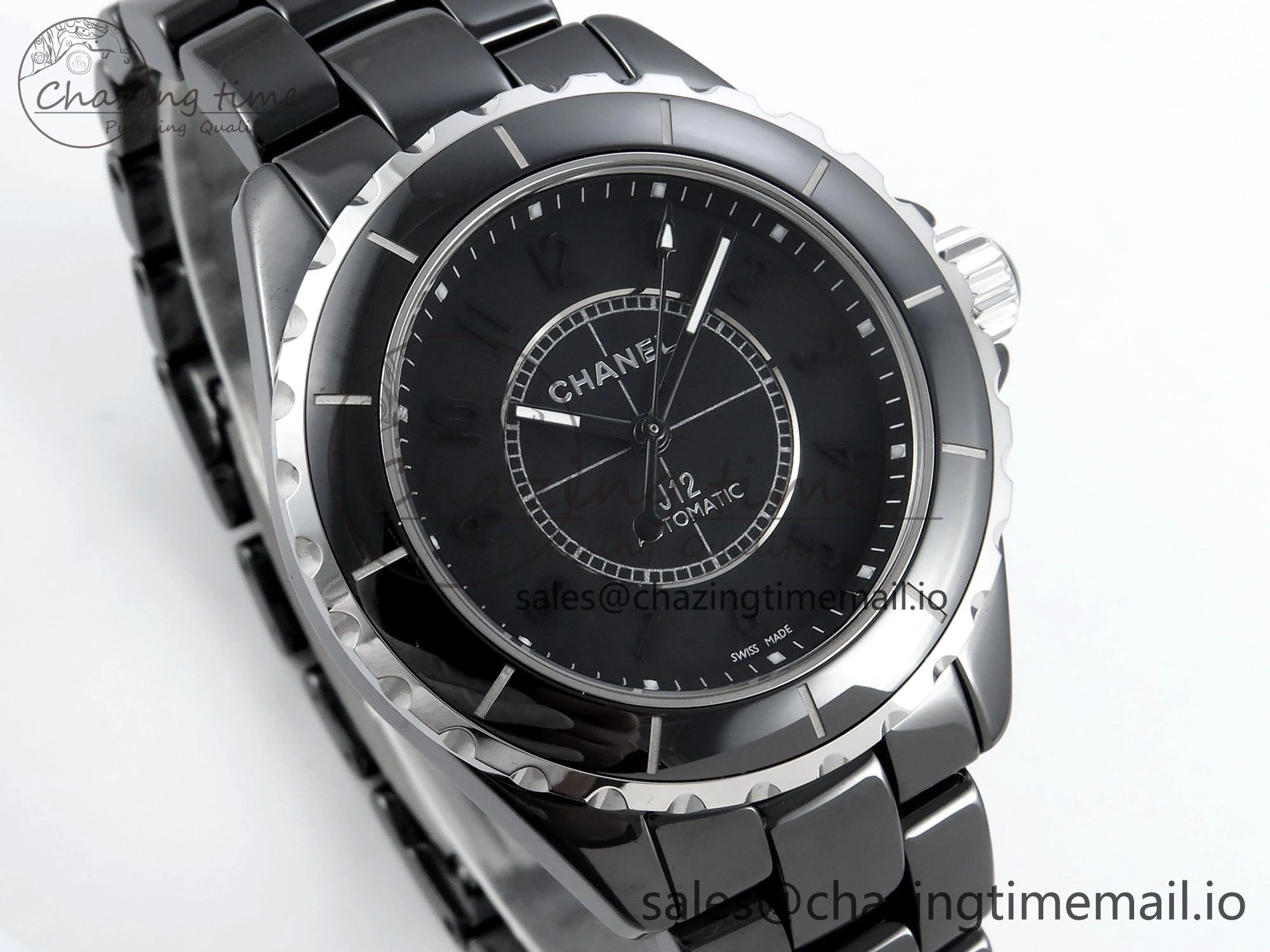 J13 38mm Black Ceramic HTF 1:1 Best Edition Black Numbers Dial on Bracelet A2892