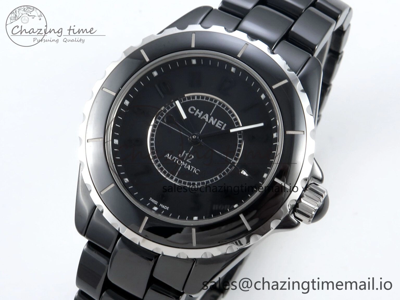 J13 38mm Black Ceramic HTF 1:1 Best Edition Black Numbers Dial on Bracelet A2892
