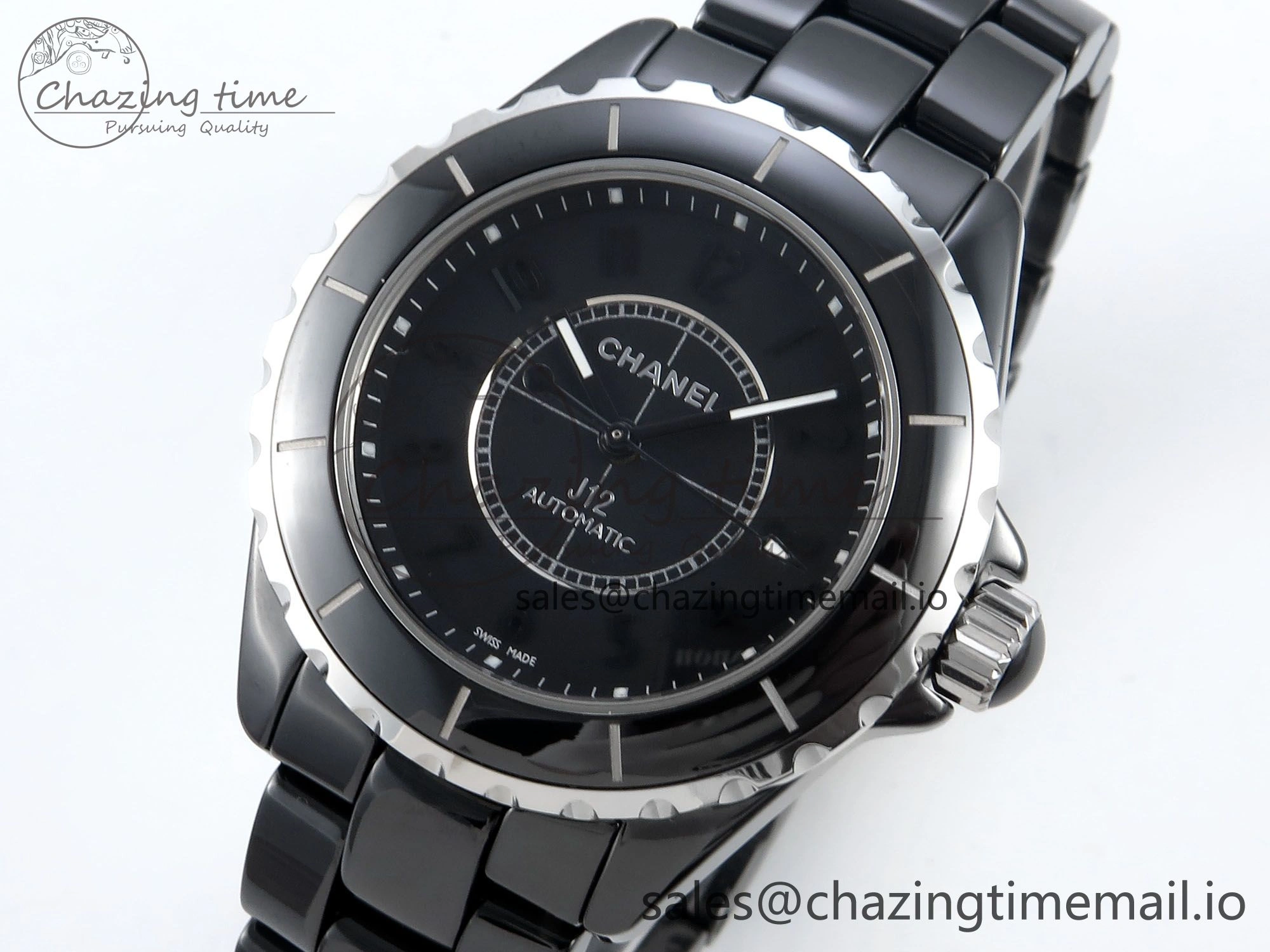 J13 38mm Black Ceramic HTF 1:1 Best Edition Black Numbers Dial on Bracelet A2892