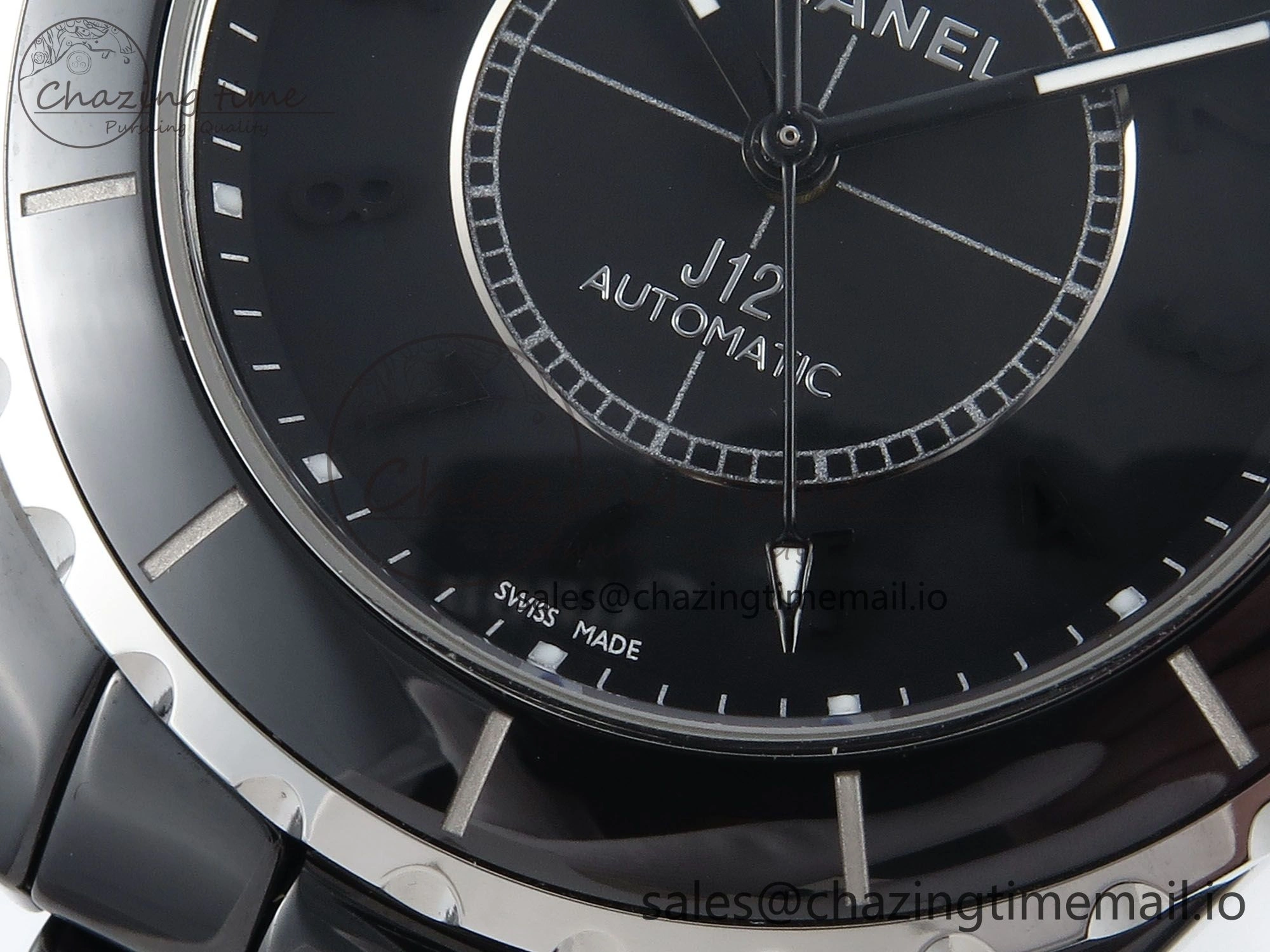 J13 38mm Black Ceramic HTF 1:1 Best Edition Black Numbers Dial on Bracelet A2892