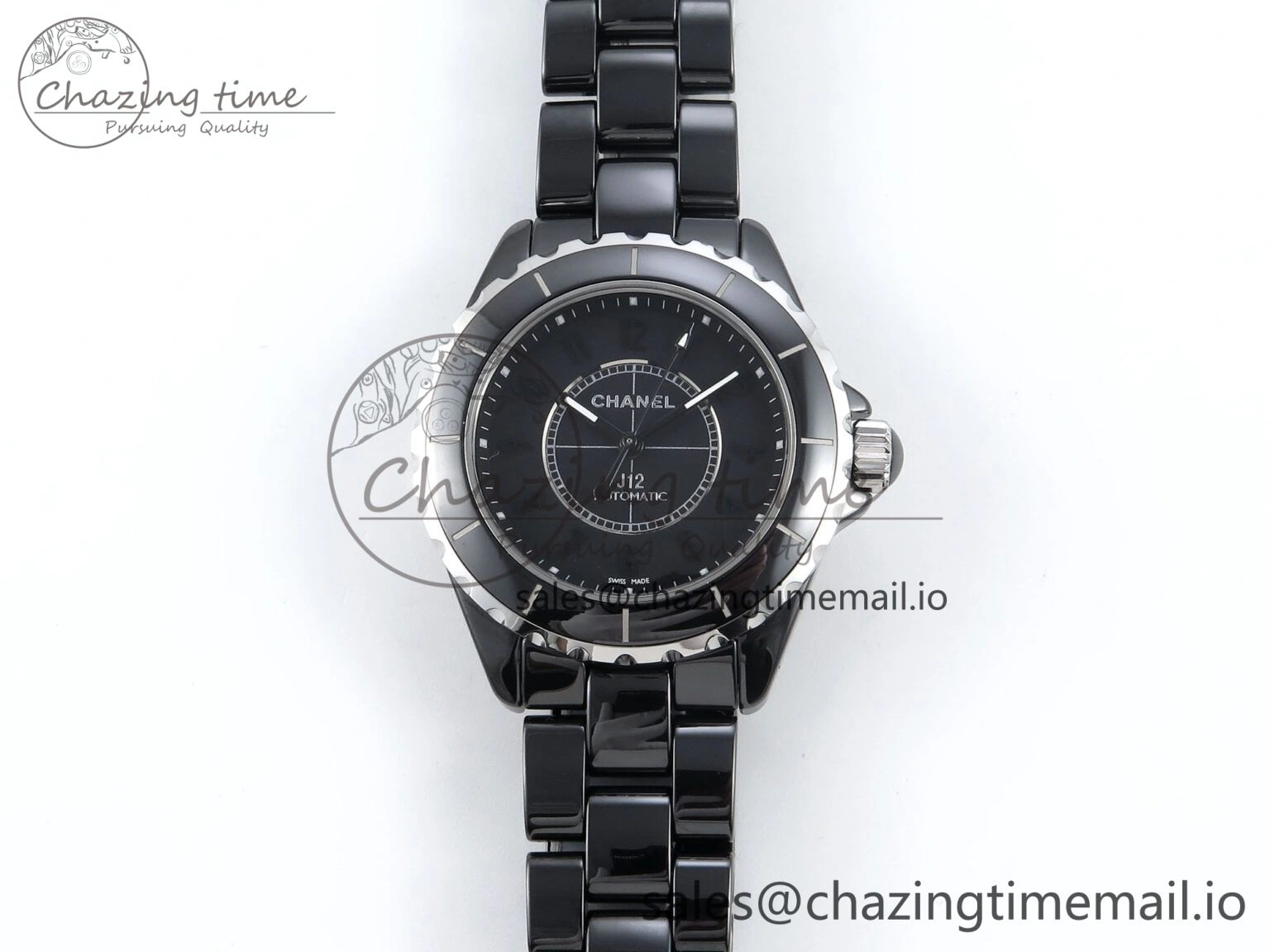J13 38mm Black Ceramic HTF 1:1 Best Edition Black Numbers Dial on Bracelet A2892